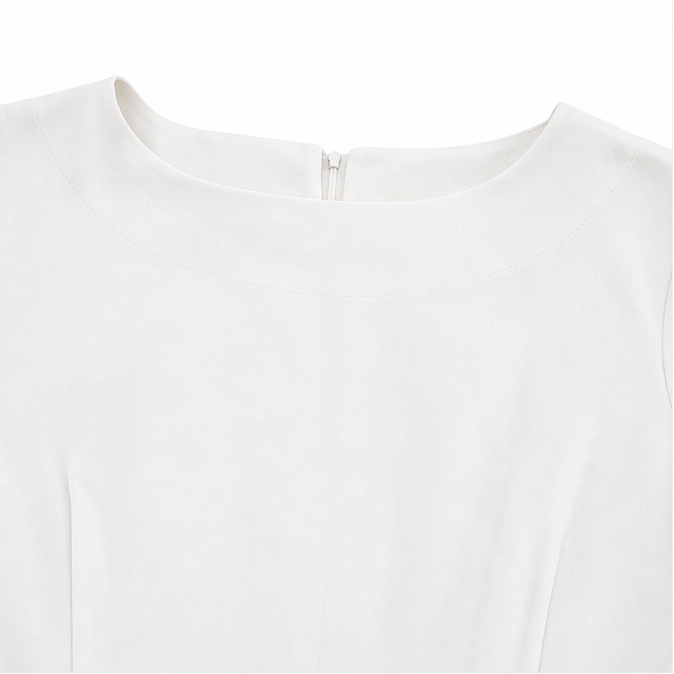 Elarosa – Abito Midi a Tubino Slim Fit con Maniche a Perla