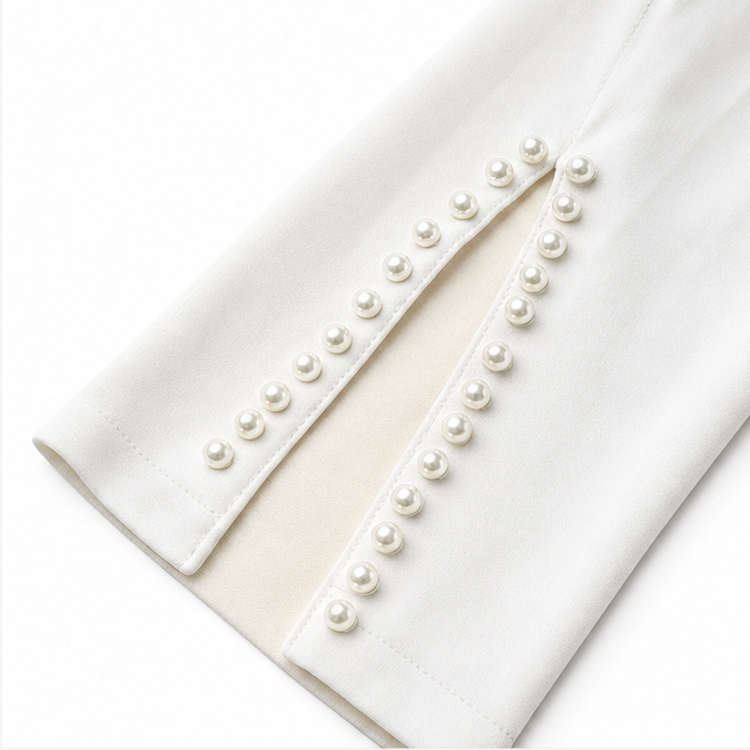 Elarosa – Abito Midi a Tubino Slim Fit con Maniche a Perla
