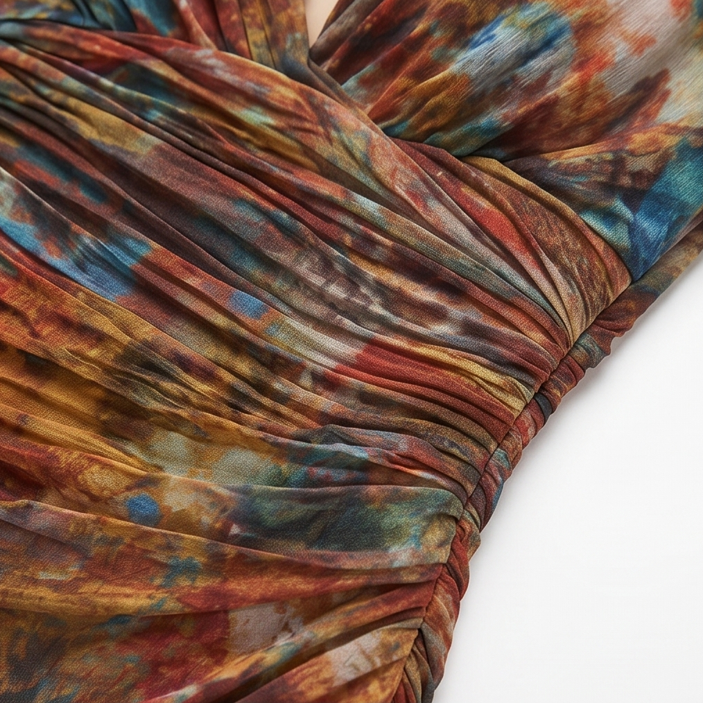 Elowen – Abito midi arricciato da donna in acquerello