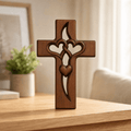 Everheart - Decorazione da parete a croce con cuore intrecciato