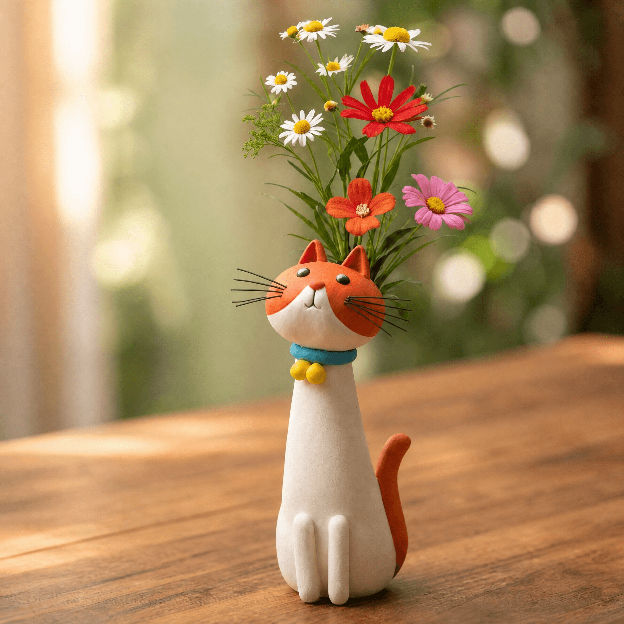 Felina – Vaso da Fiore in Ceramica Fatta a Mano a Forma di Gatto
