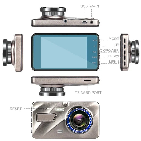 Telecamera Dash Cam Wireless Anteriore e Posteriore per Auto con Visione Notturna