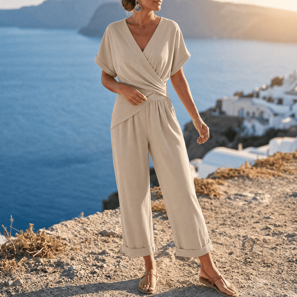 Florenza – Completo a due pezzi con scollo avvolgente per donna