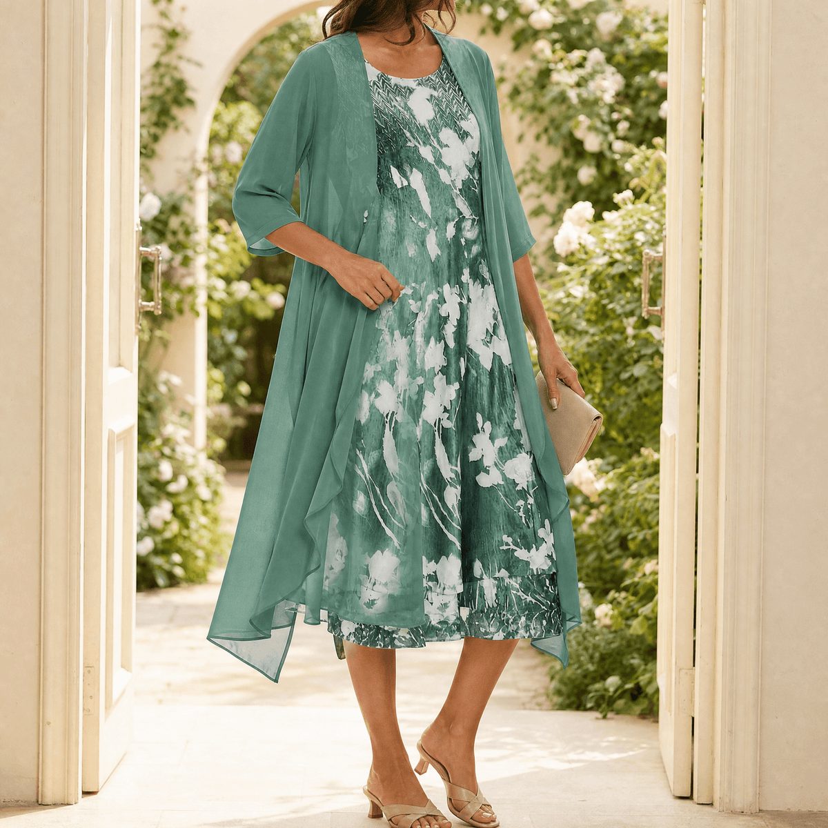 Floressa – Set di Abito a Due Pezzi con Fantasia Floreale