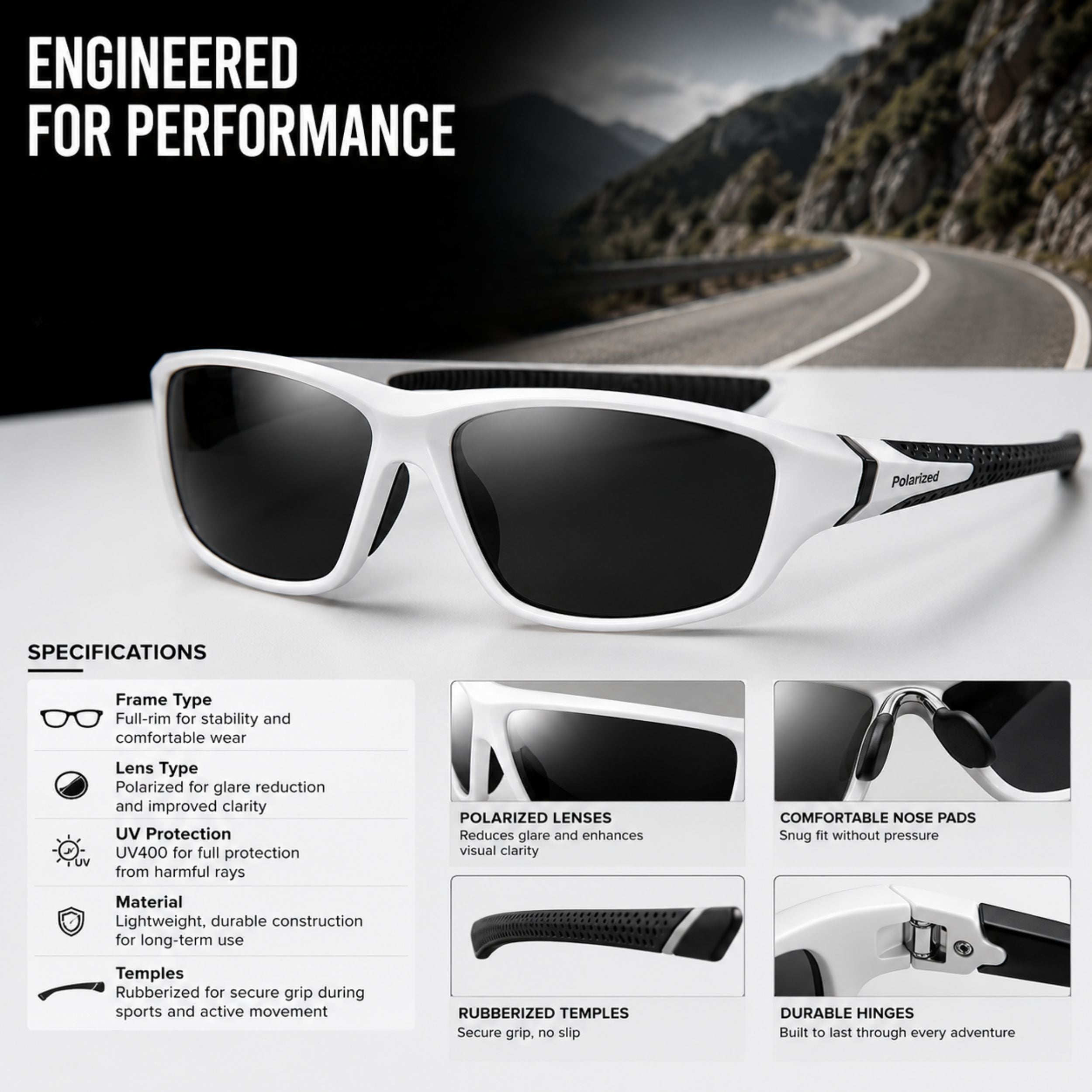 GLAREBLOCK – Occhiali da sole sportivi polarizzati con protezione UV400