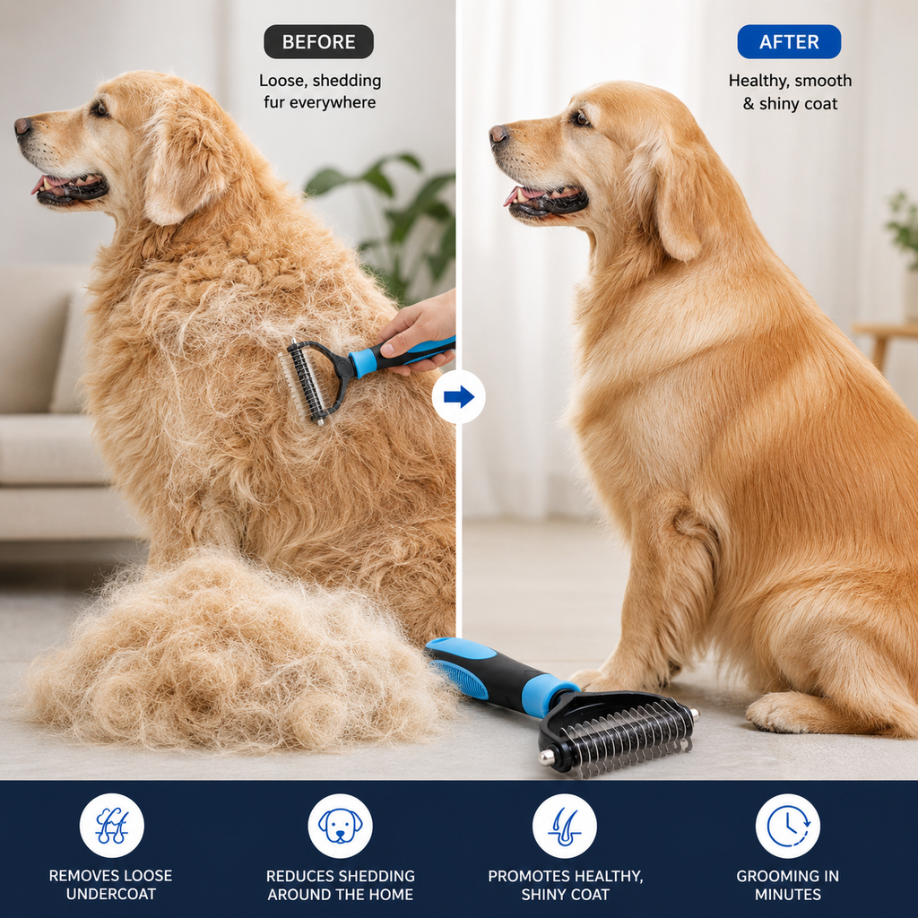 GROOMMASTER PRO – Spazzola per la rimozione del pelo a doppio lato per cani e gatti