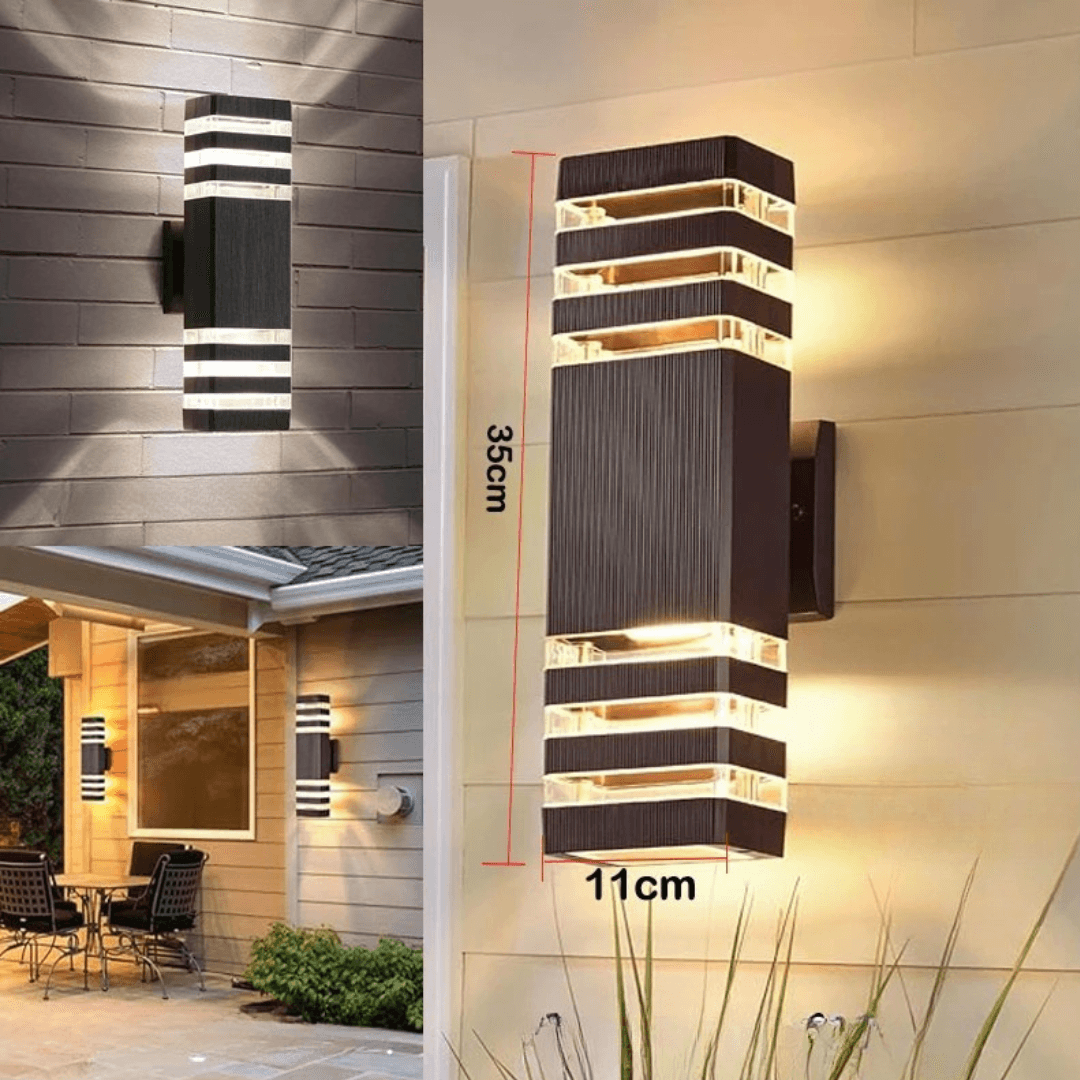 LumiBloc LED Applique da Esterno | Effetto Up & Down | Attacco E27 | Impermeabile IP65 | Design Moderno per Giardino e Balcone