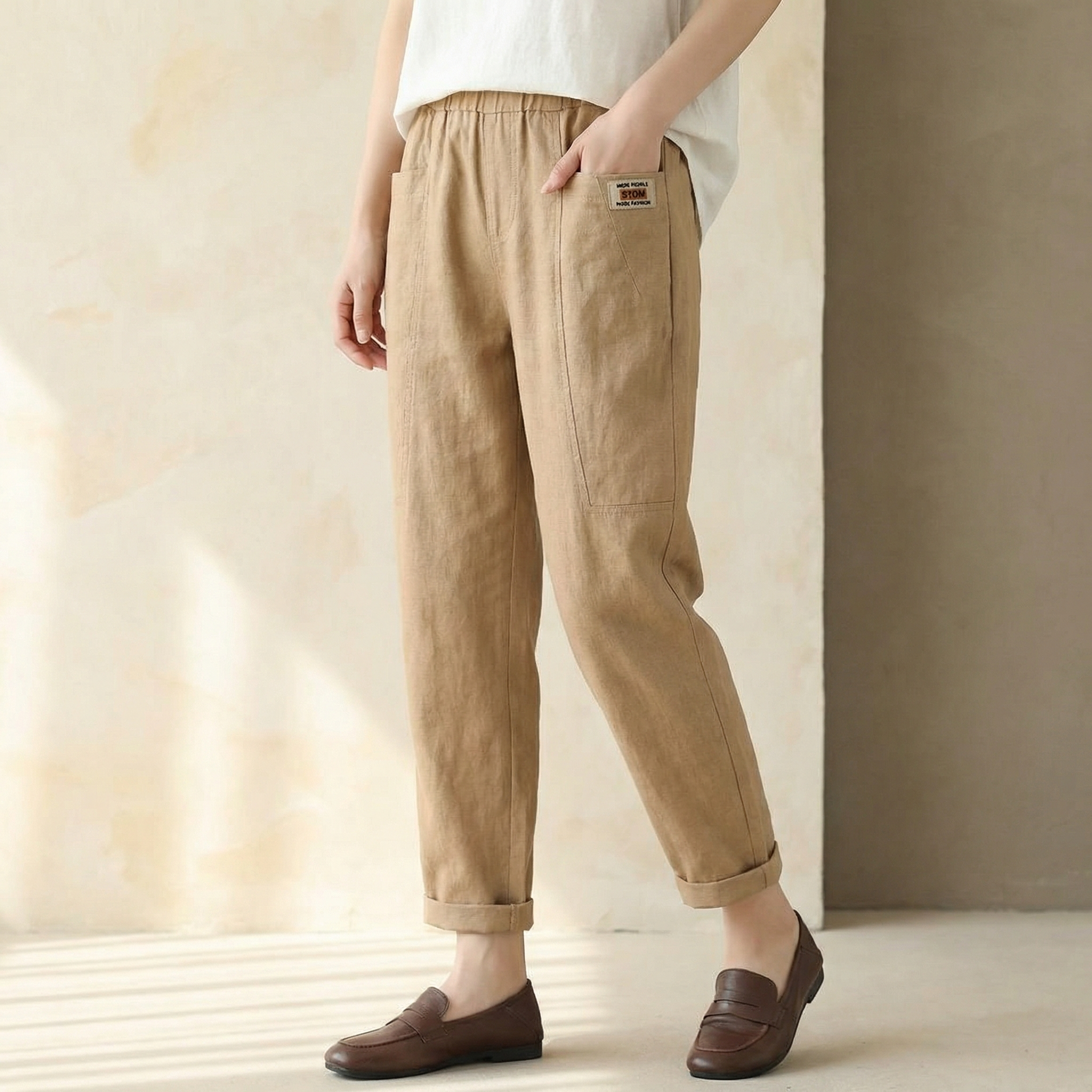 Linara – Pantaloni Tapered in Cotone e Lino