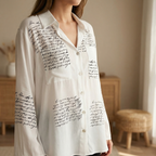 Letterelle – Blusa in Viscosa con Scrittura a Mano