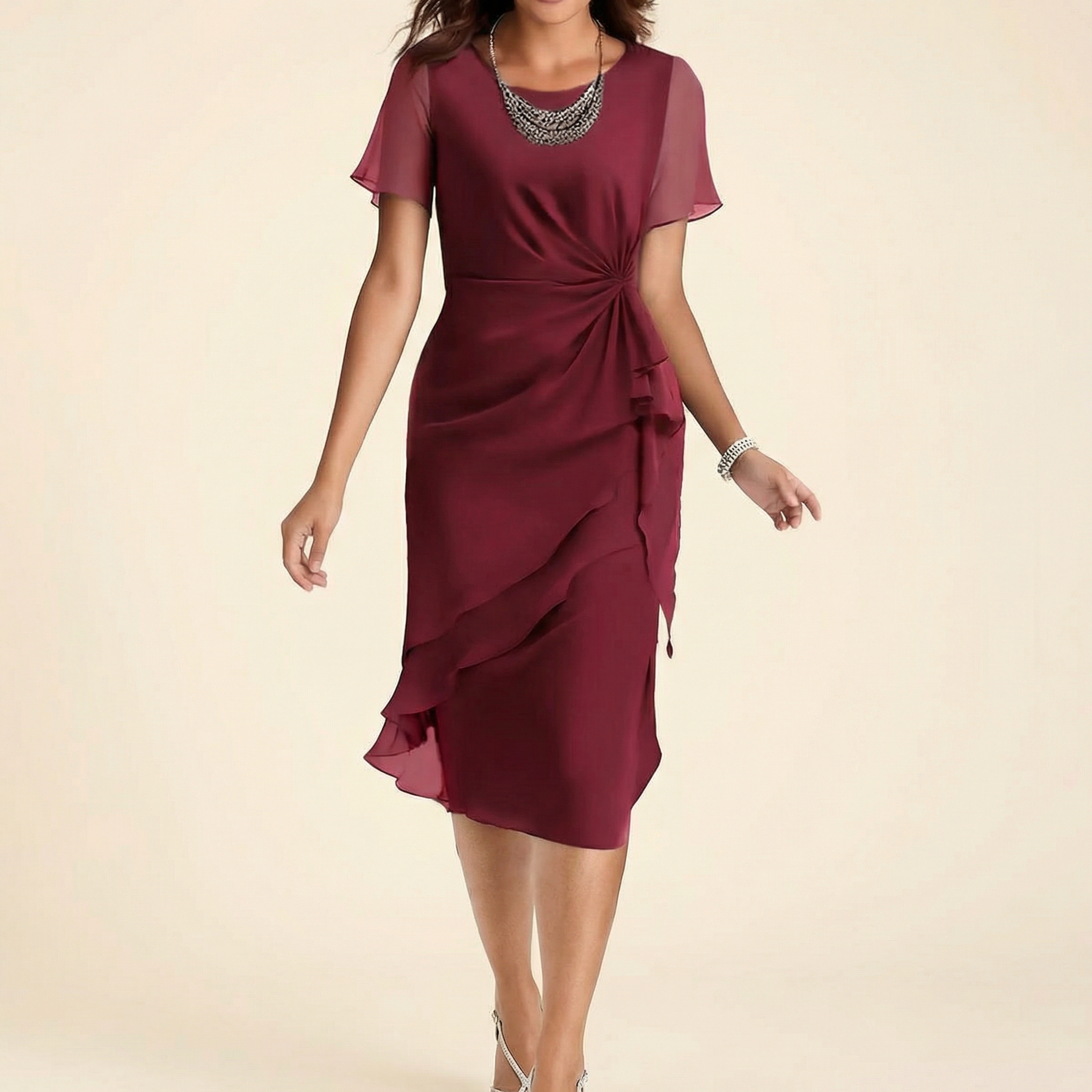 Velara – Vestito da donna con vita annodata arricciata