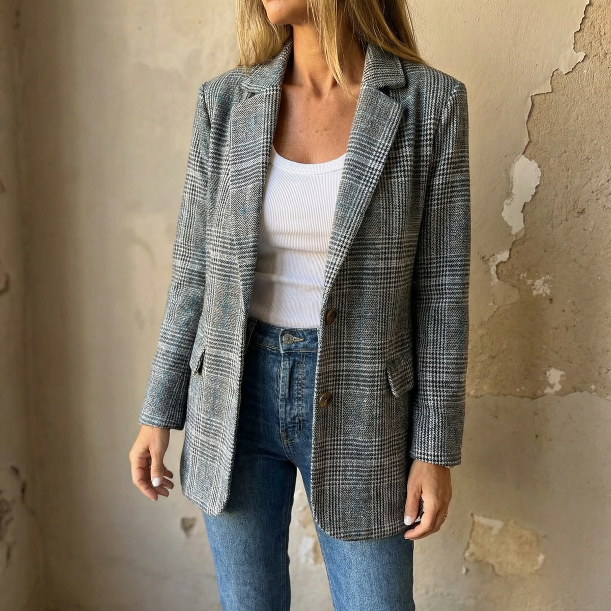 Ellara – Blazer a Revers a Quadri Relax