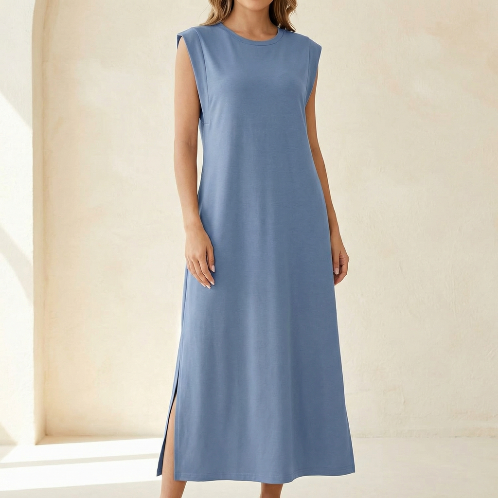 Ellara – Abito Maxi Antirughe con Spacco Laterale