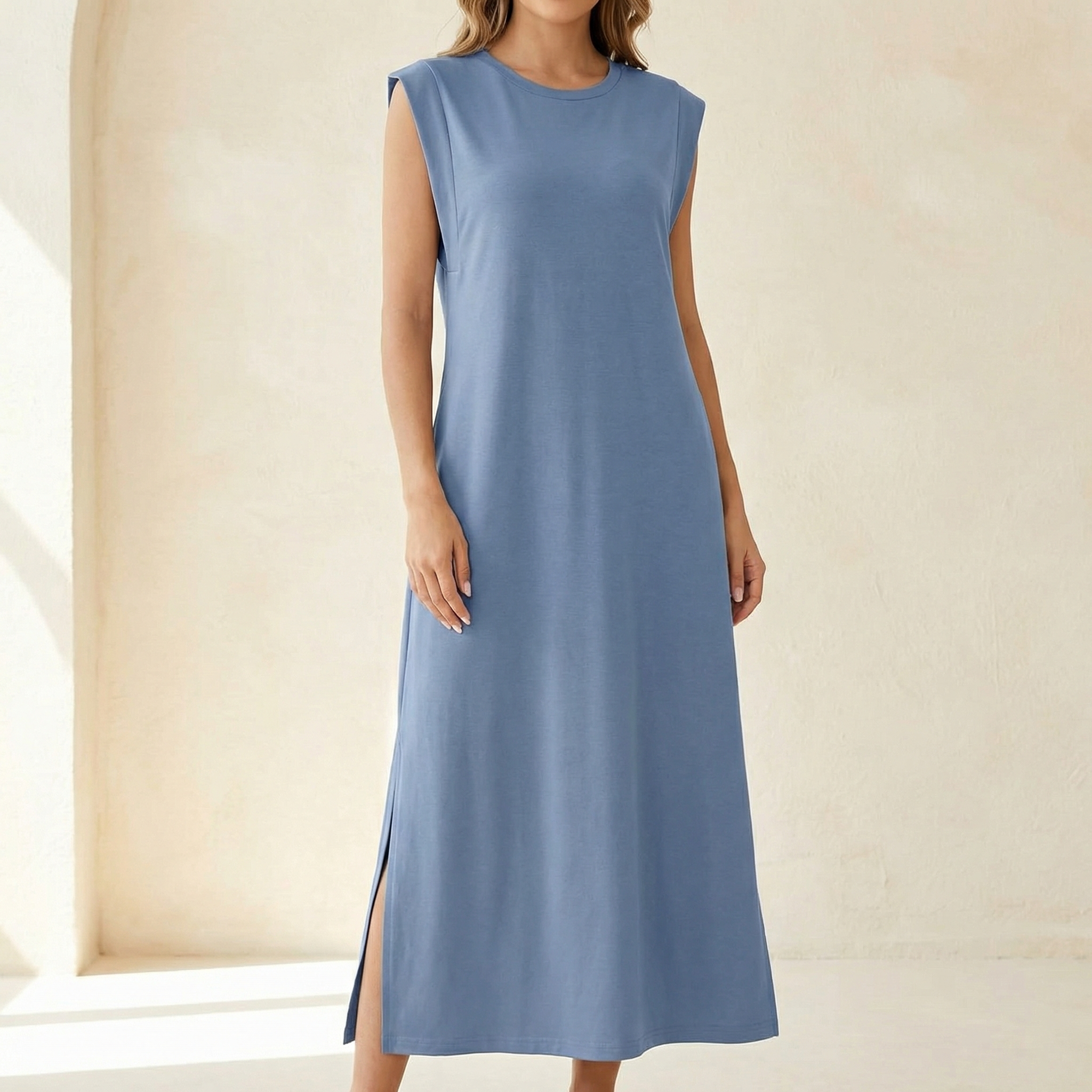 Ellara – Abito Maxi Antirughe con Spacco Laterale