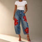 Florenza – Jeans a gamba larga floreali audaci da donna