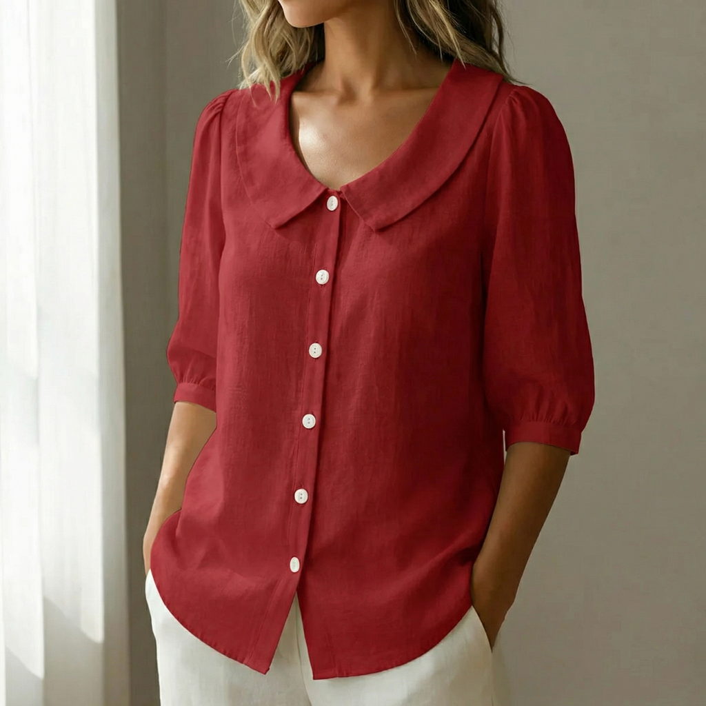 Collaré – Blusa con Colletto Peter Pan Retro Button Up