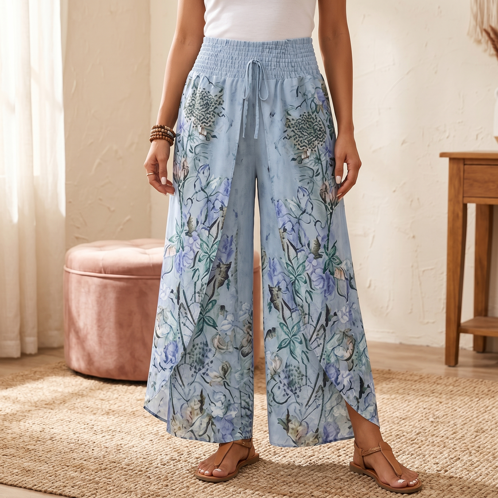 Lunavia – Pantaloni larghi boho floreali da donna