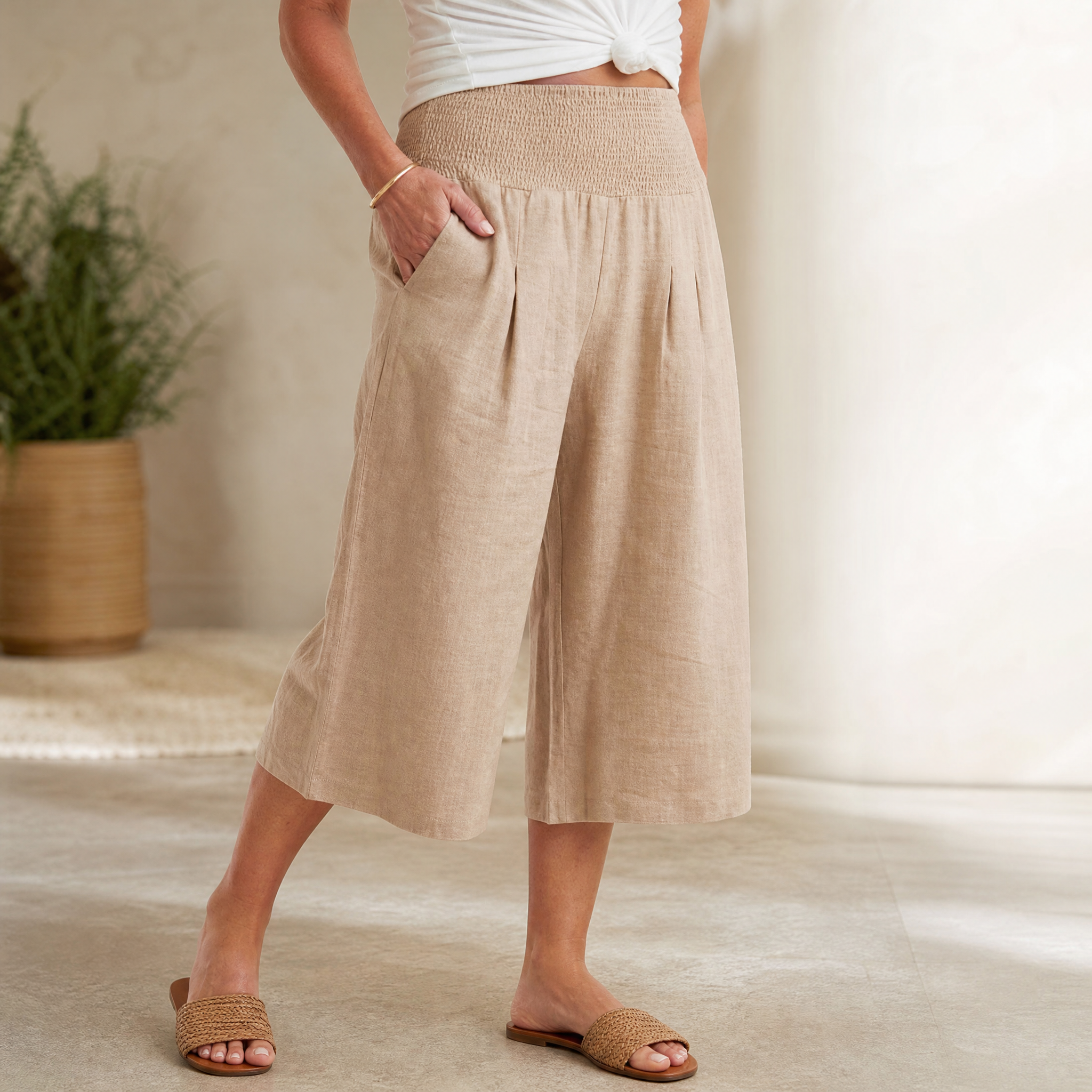 Coastella – Pantaloni Culotte a Vita Arricciata per Donna