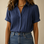 Lunavia – Blusa a maniche corte plissettata da donna
