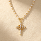 Crownara – Collana con perle e croce coronata