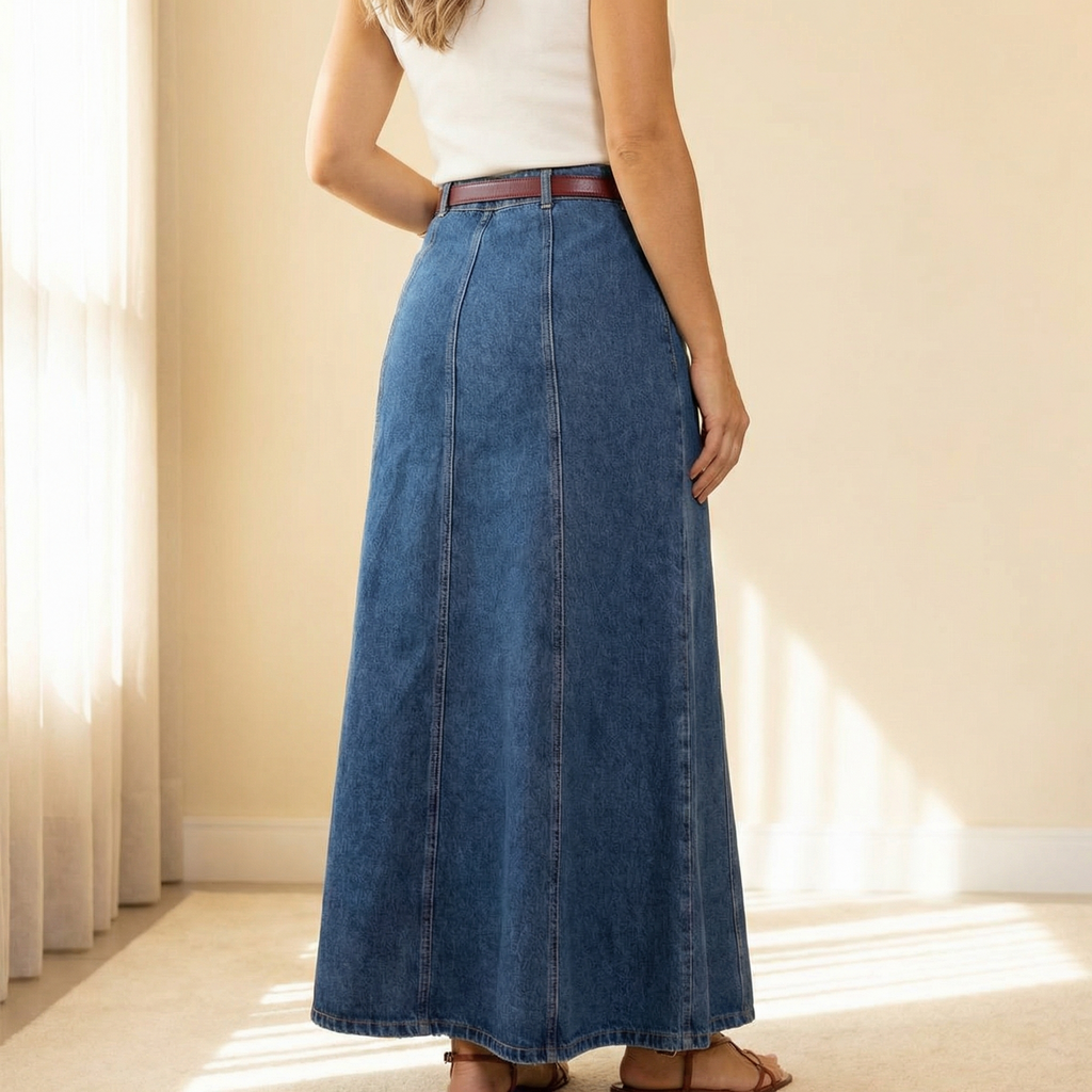 Levara – Gonna Maxi in Denim a Vita Alta che Slancia