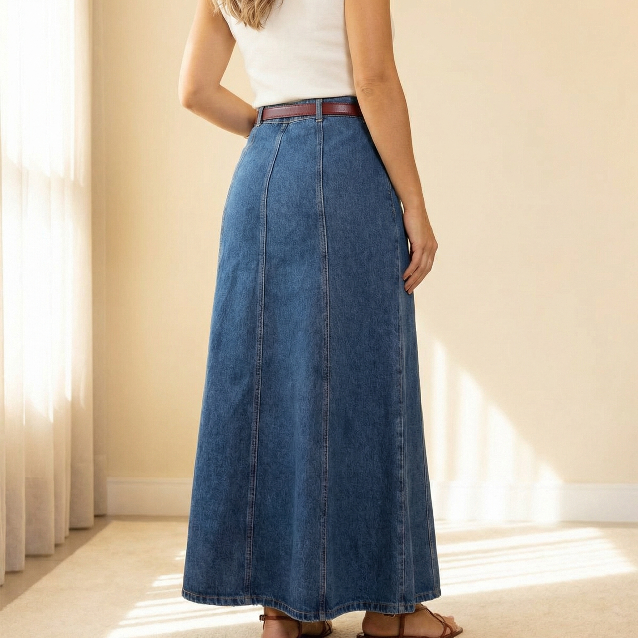 Levara – Gonna Maxi in Denim a Vita Alta che Slancia
