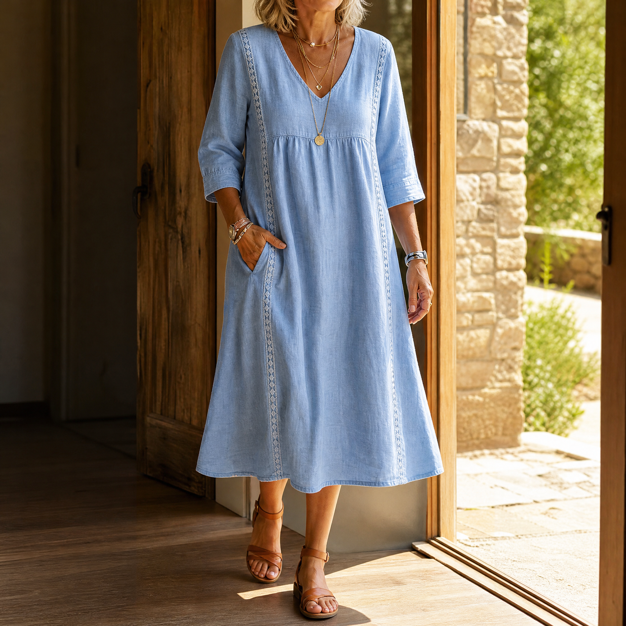 Virella – Abito Midi Relaxed da Donna con Tasche