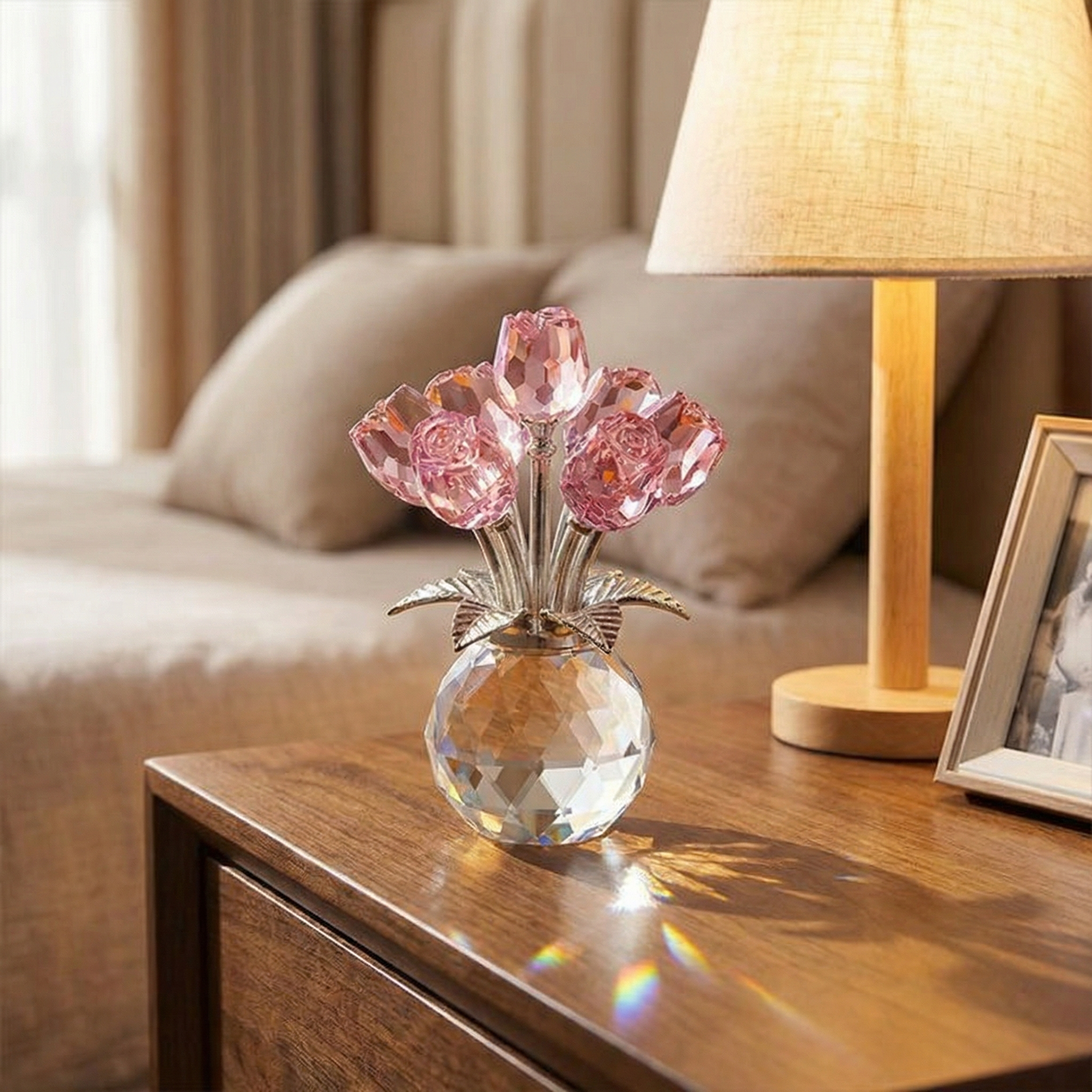 Lumirose – Bouquet di Rose di Cristallo con Vaso