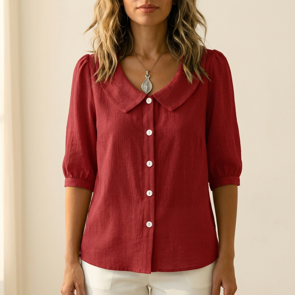 Collara – Blusa con Collo Peter Pan Retro e Bottoni
