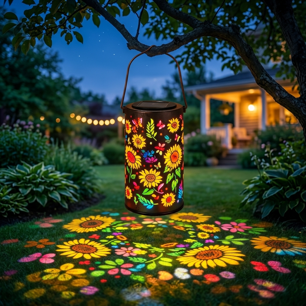 Bloomara – Lanterna Solare a Forma di Girasole con Motivi di Luce Colorati