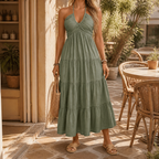 Solenne – Abito Maxi Flowy con Scollo Halter per Donna