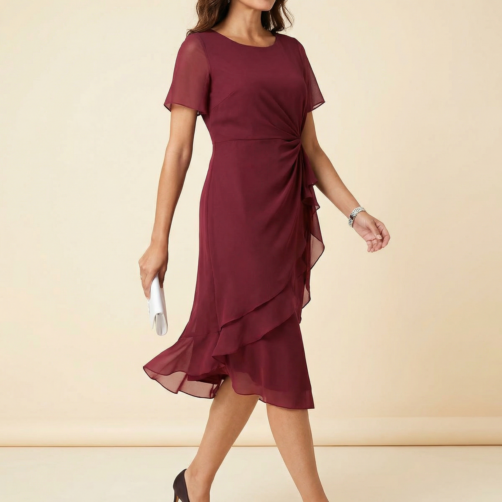 Velara – Vestito da donna con vita annodata arricciata