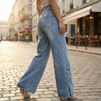 Revelle – Jeans a gamba larga con bottoni retro
