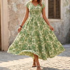 Florenza – Vestito Maxi Floreale da Donna con Arricciature