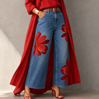 Florenza – Jeans a gamba larga floreali audaci da donna