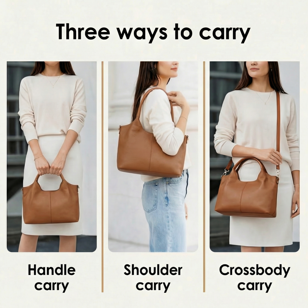 Carrina – Borsa Hobo in Pelle Morbida per Tutti i Giorni