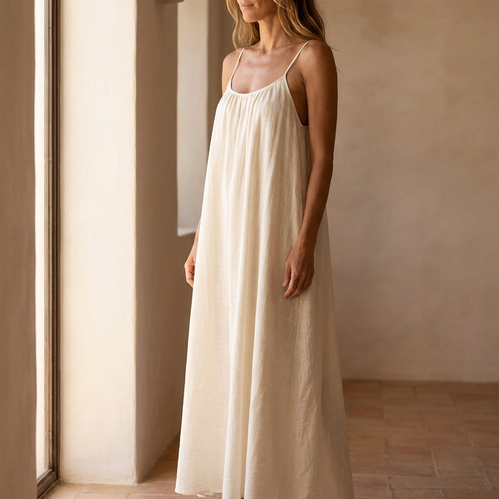 Soleia – Vestito Maxi Estivo Fluttuante con Schiena Scoperta