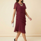 Velara – Abito midi elegante con volant da donna