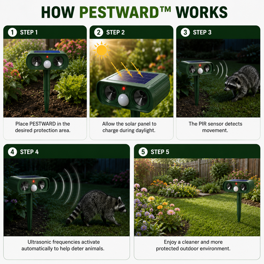 PESTWARD – Dispositivo a Energia Solare per la Deterrenza Umana degli Animali in Giardino
