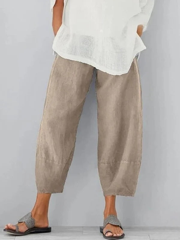 Pantaloni da donna in lino per il tempo libero