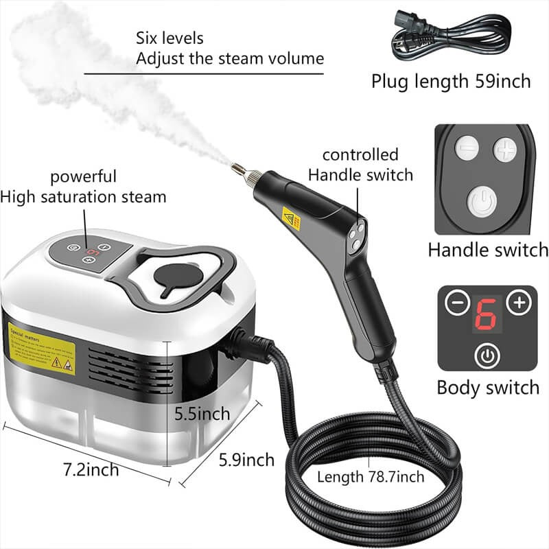 Pulitore a Vapore ad Alta Pressione da 2500W con Guanti