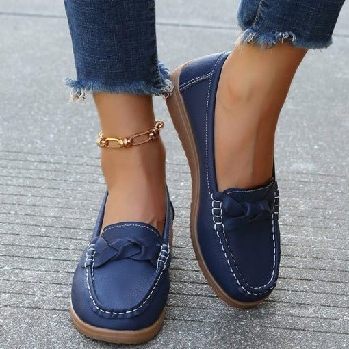 Scarpe da donna in pelle morbida, mocassini slip on per camminare