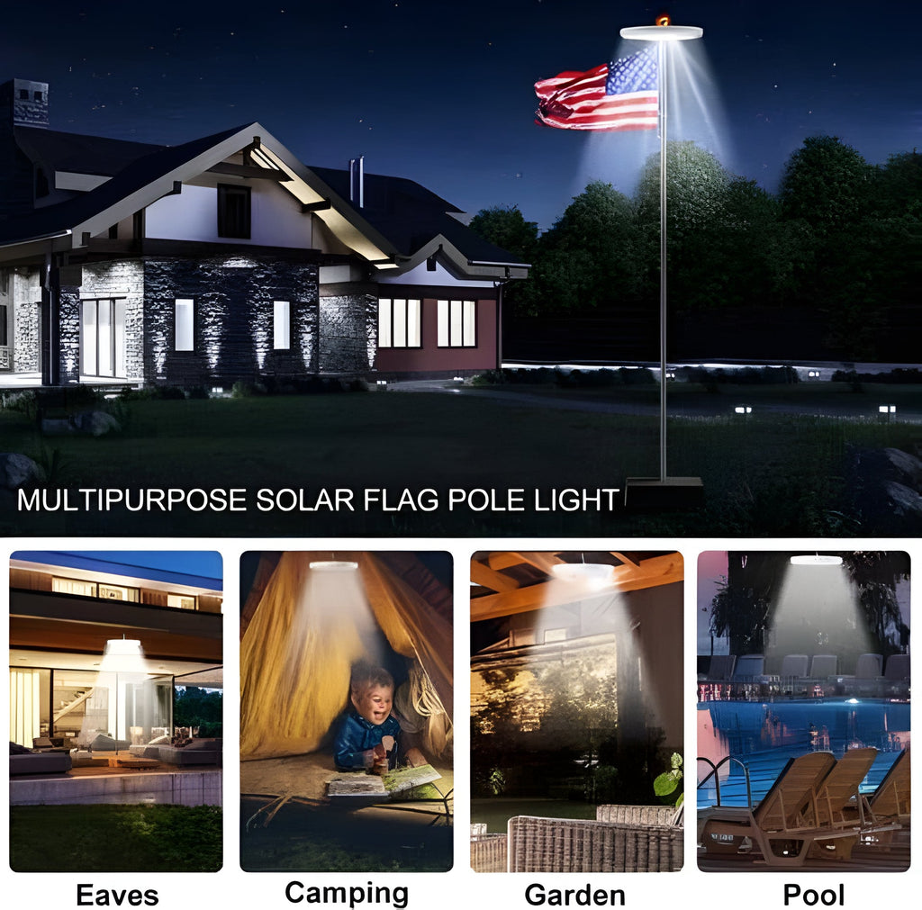 Luci per Aste di Bandiera a Energia Solare - Luci per Aste di Bandiera che Durano Tutta la Notte - LED