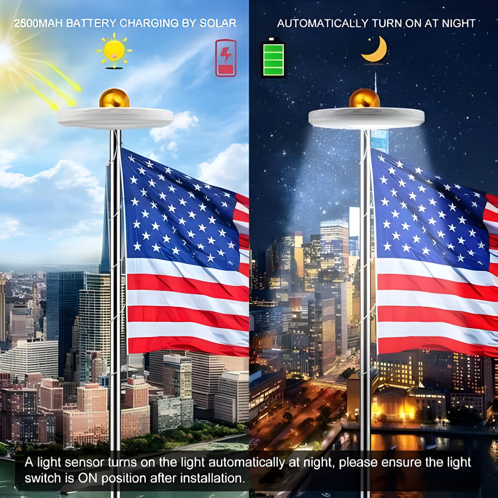 Luci per Aste di Bandiera a Energia Solare - Luci per Aste di Bandiera che Durano Tutta la Notte - LED
