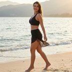 Marella – Set Bikini in Rete a Vita Alta con Gonna Arricciata