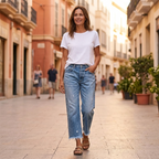 Vivara – Jeans Cropped a Gamba Dritta con Frange per Donna