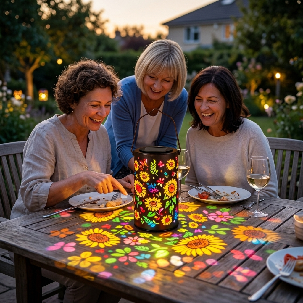 Bloomara – Lanterna Solare a Forma di Girasole con Motivi di Luce Colorati