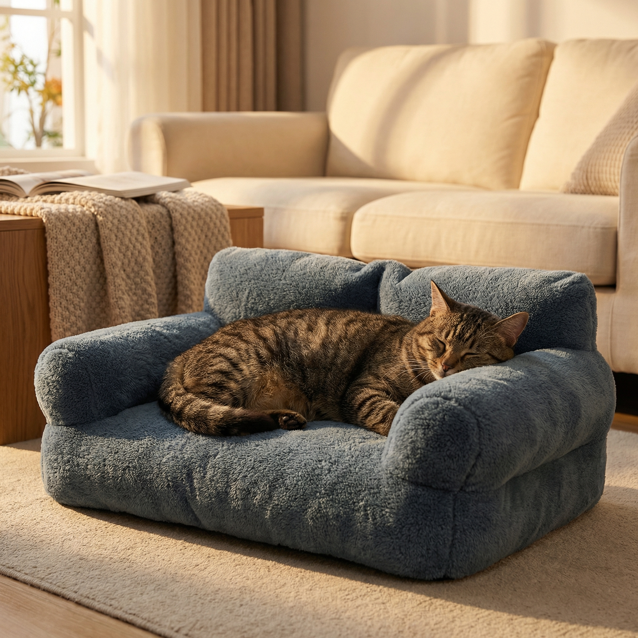 Pawluna – Divano per Animali Domestici in Peluche con Copertura Lavabile