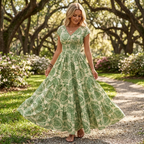 Florenza – Vestito Maxi Floreale da Donna con Arricciature