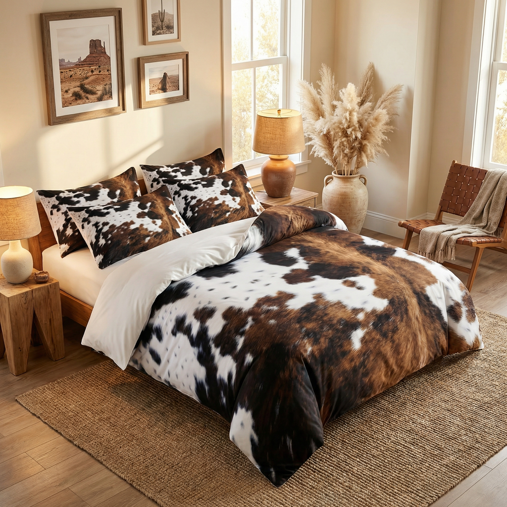Ranchero – Set di Biancheria da Letto in Pelle di Vacca Western