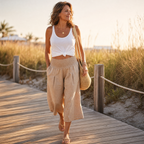 Coastella – Pantaloni Culotte a Vita Arricciata per Donna